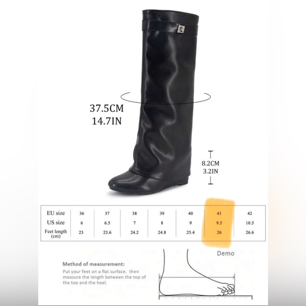Black Knee-High Leather Boots - Picture 8 of 8